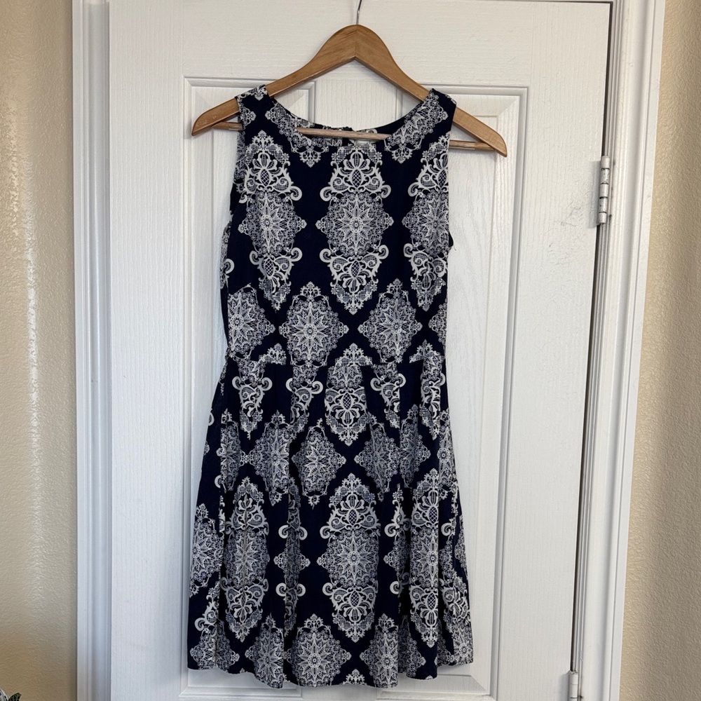 Charming Charlie Navy and White Mini Dress